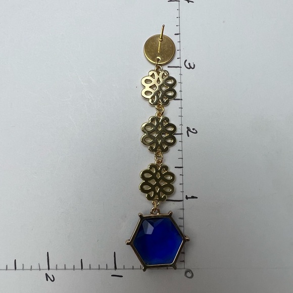 Elegant Dark Blue Dangle Statement Earrings - Long Stylish Wedding Earrings - Picture 8 of 10